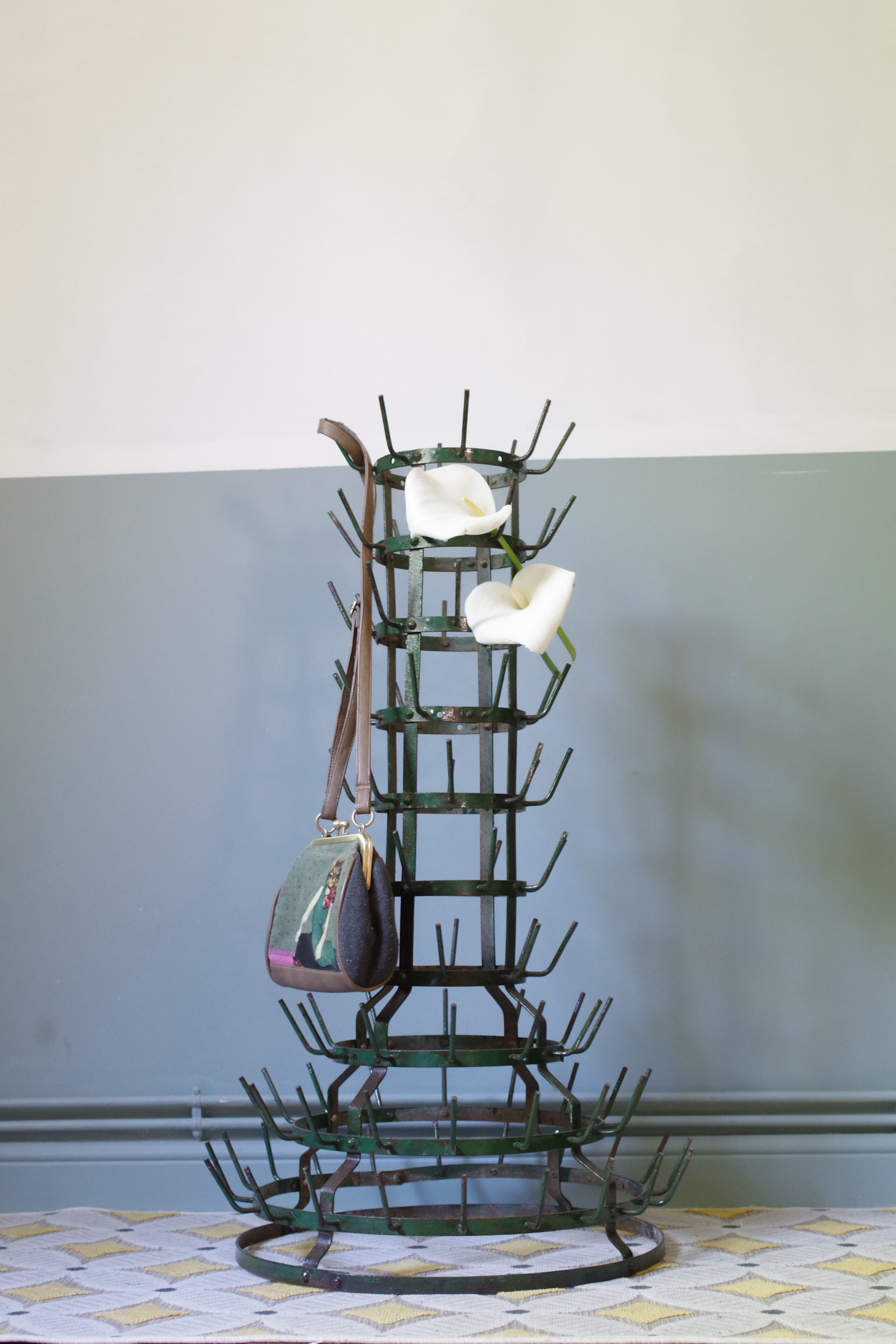 Vintage green bottle holder