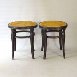 Pair of Thonet stools out of catalogue, circa 1890, new canework