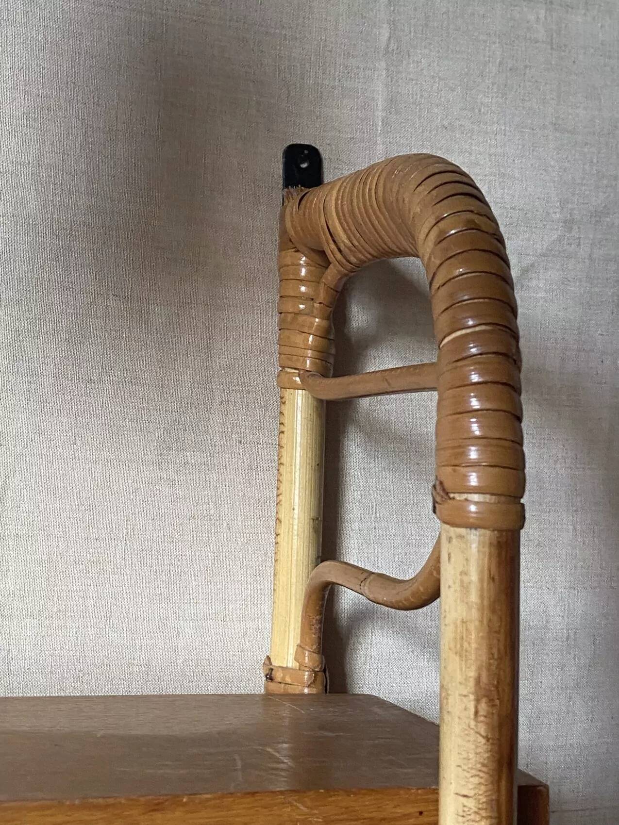 Removable wall shelf in rattan – 1960s vintage