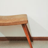 Vintage footstool brown skai leather