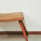 Vintage footstool brown skai leather