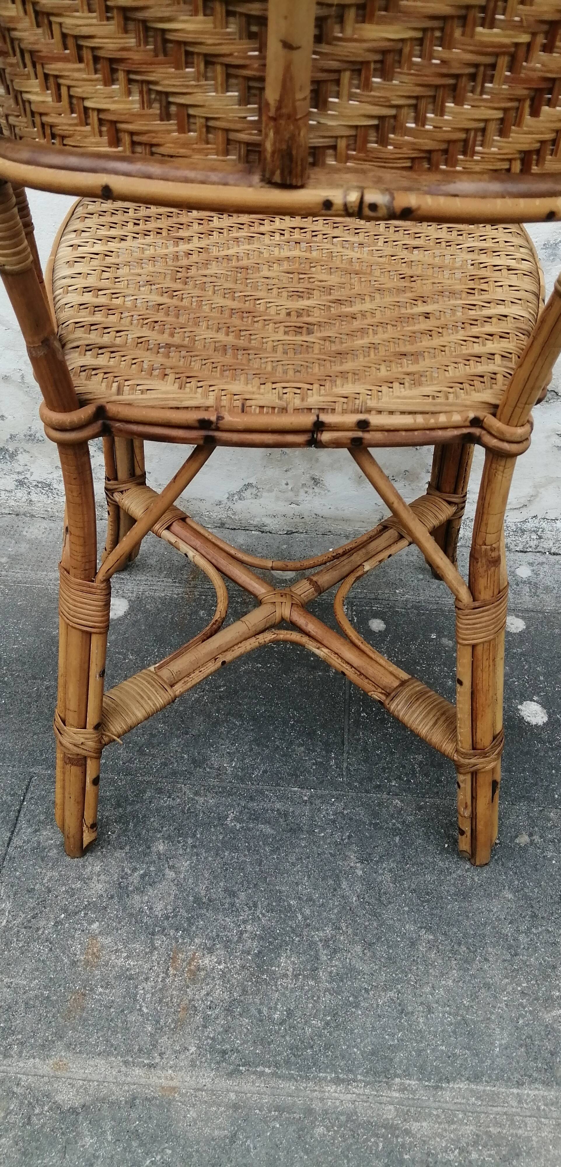 Antique rattan bistro chair
