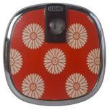 Mid-century Luxas retro scale Czech orange floral chrome vintage decor