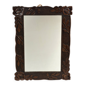 Miroir mural en bois sculpté à la main avec des roses florales, début du 20e siècle