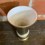 Ancient vase monaco glass polychrome black + gold vintage