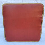 Tabouret vintage bois et assise skai rouge