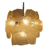 Mid century pendant light with 30 acrylic discs like ice glass 1960s 1970s