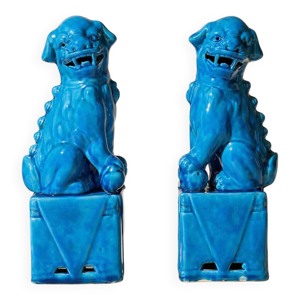 Paire chiens Fô - bleu
