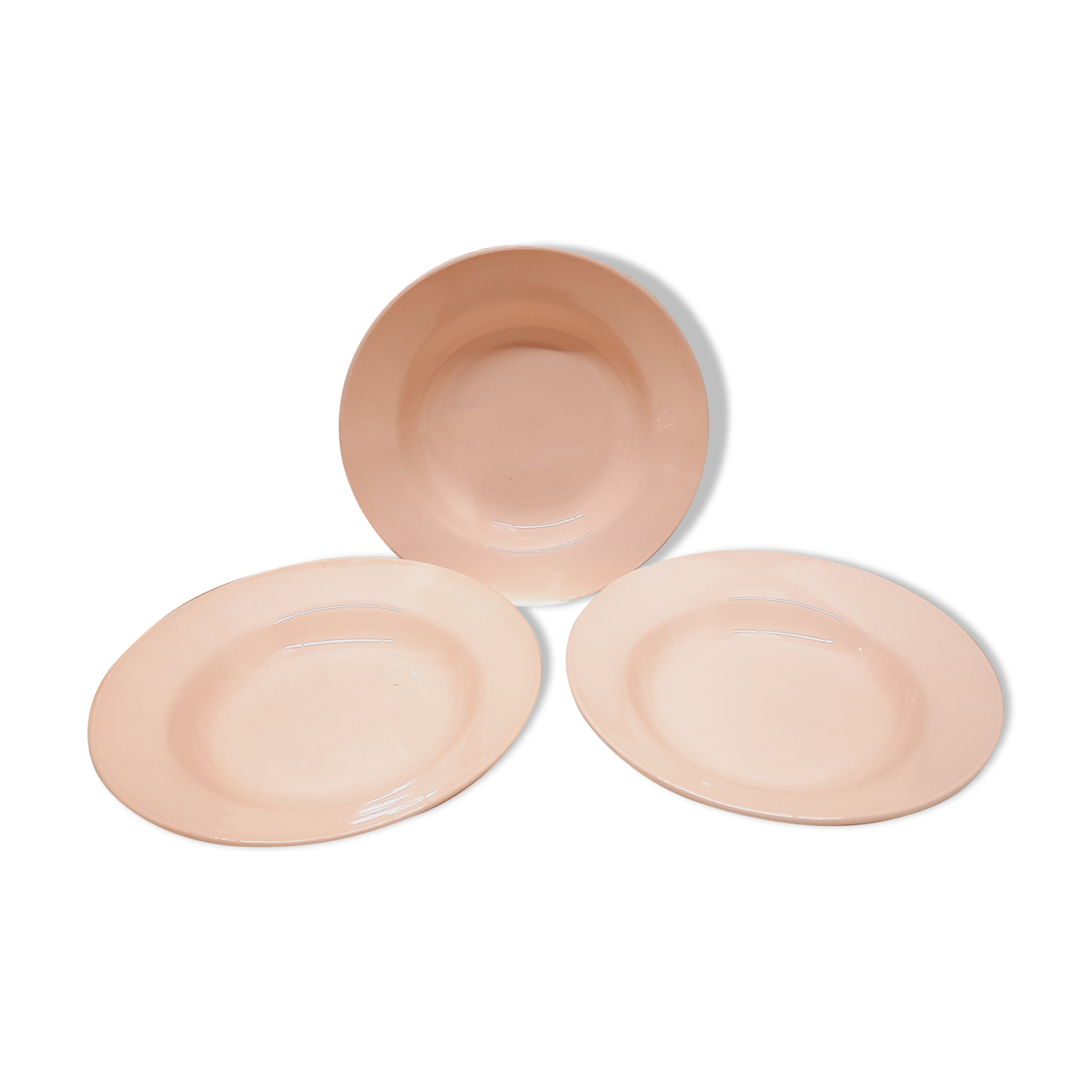 Trio assiettes creuses Digoin roses