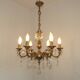French Mid Century Bronze 6 Light Chandelier With Crystal Droplets 5491