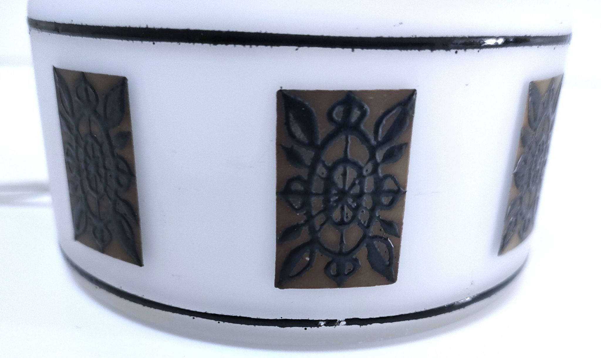 Pied de lampe opaline frise fleurs stylisées années 70