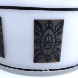 Opaline lamp base frieze stylized flowers 70s
