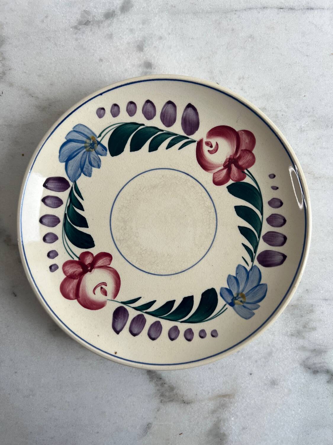 3 small hand-painted dessert plates from Sarreguemines
