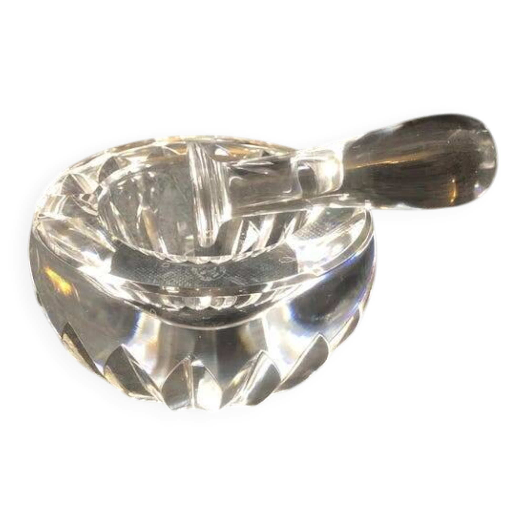 Baccarat Crystal Ashtray, Mortar and Pestle design, Stamped, France