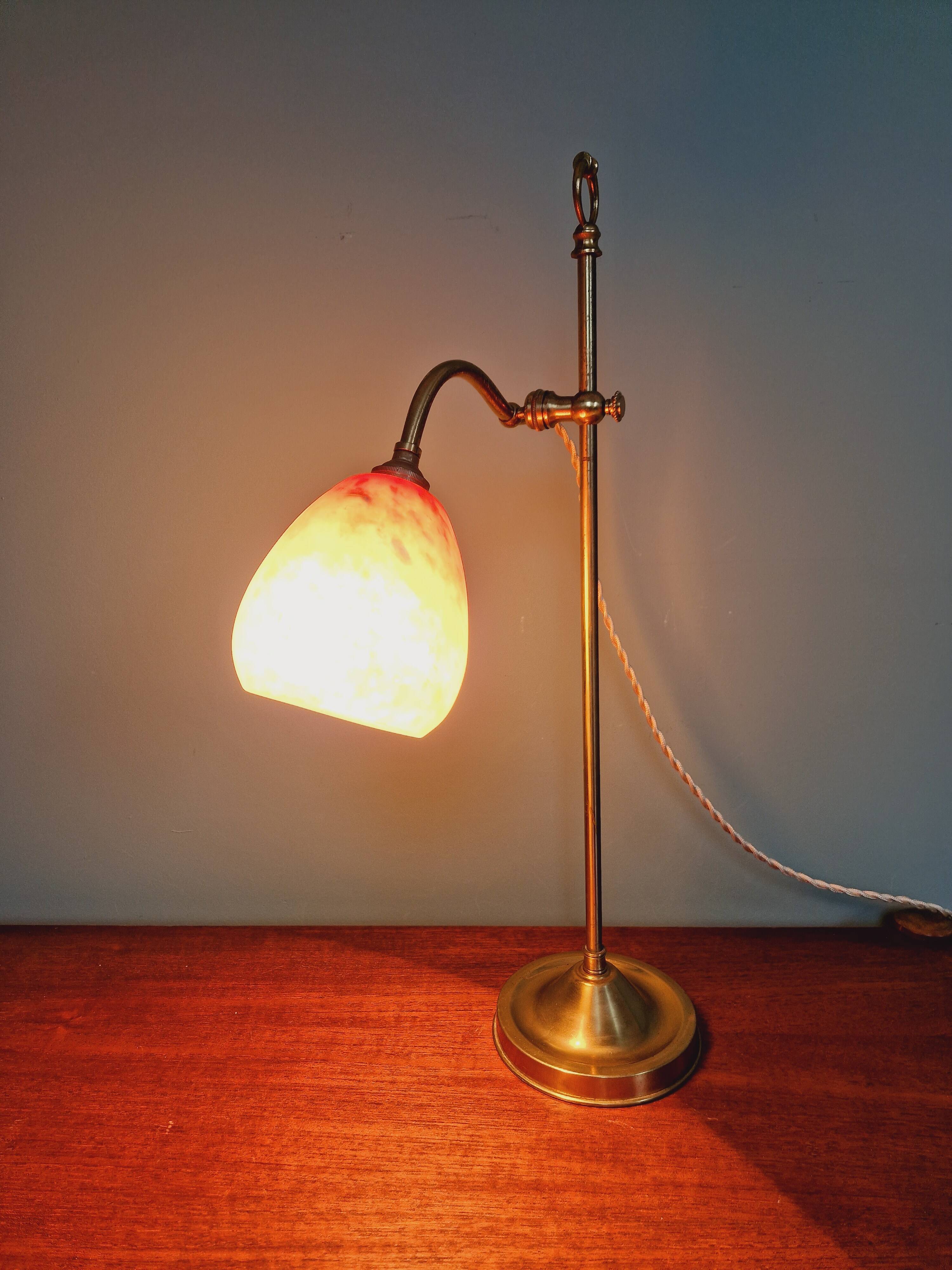 Art Deco desk lamp, glass signed Schneider, 1920s