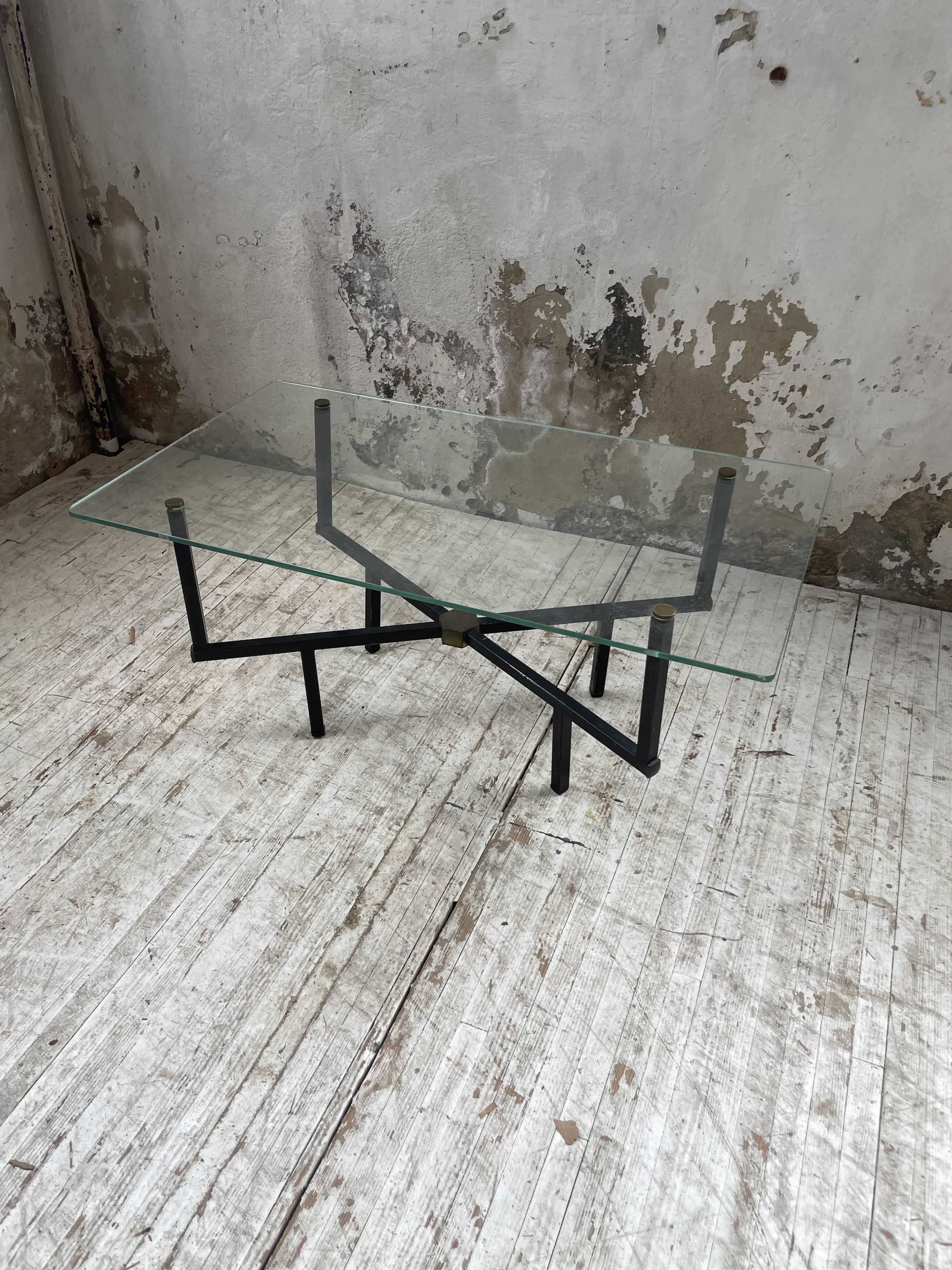 60s glass coffee table