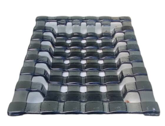 Old flat tray centerpiece design/smoked glass
