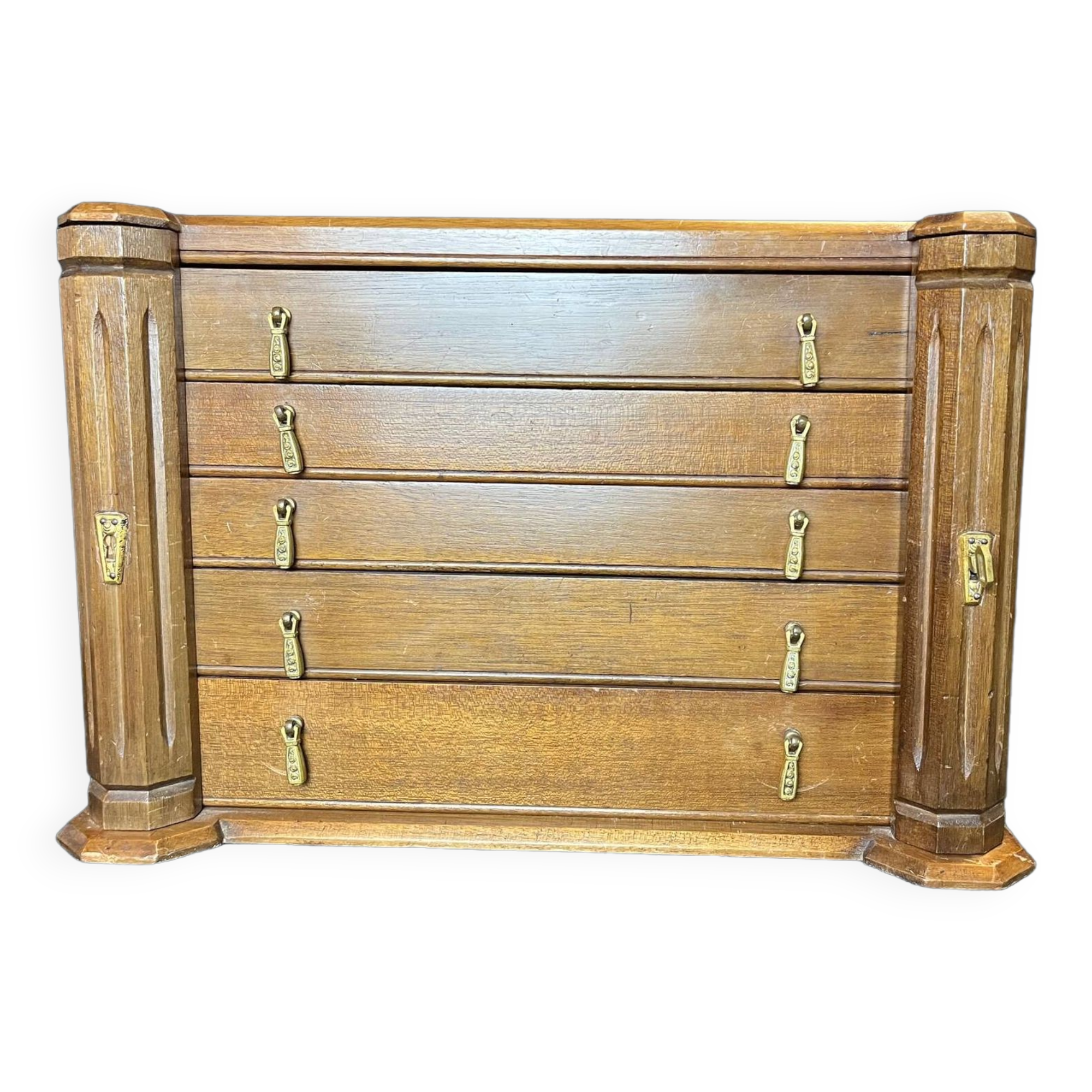 Art Deco important silver-plated metal cutlery set with wooden box Perrin early 20th century