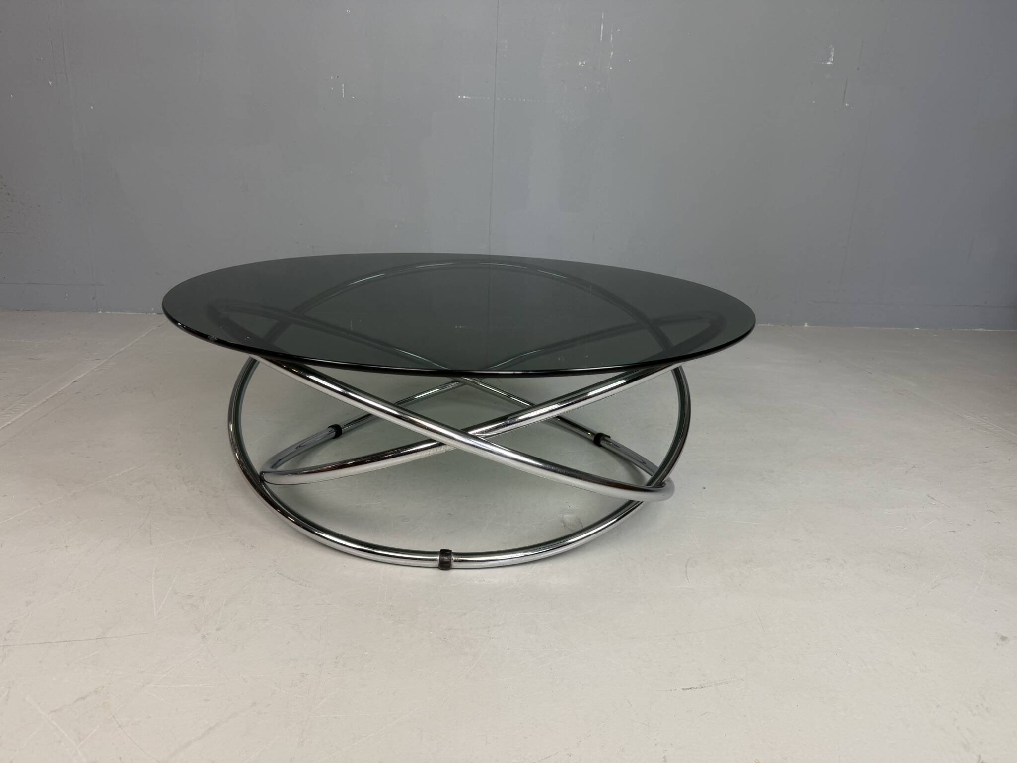 Mac chrome and smoked glass Coffee Table from Miniforms, Italy, 1970s
