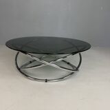 Mac chrome and smoked glass Coffee Table from Miniforms, Italy, 1970s