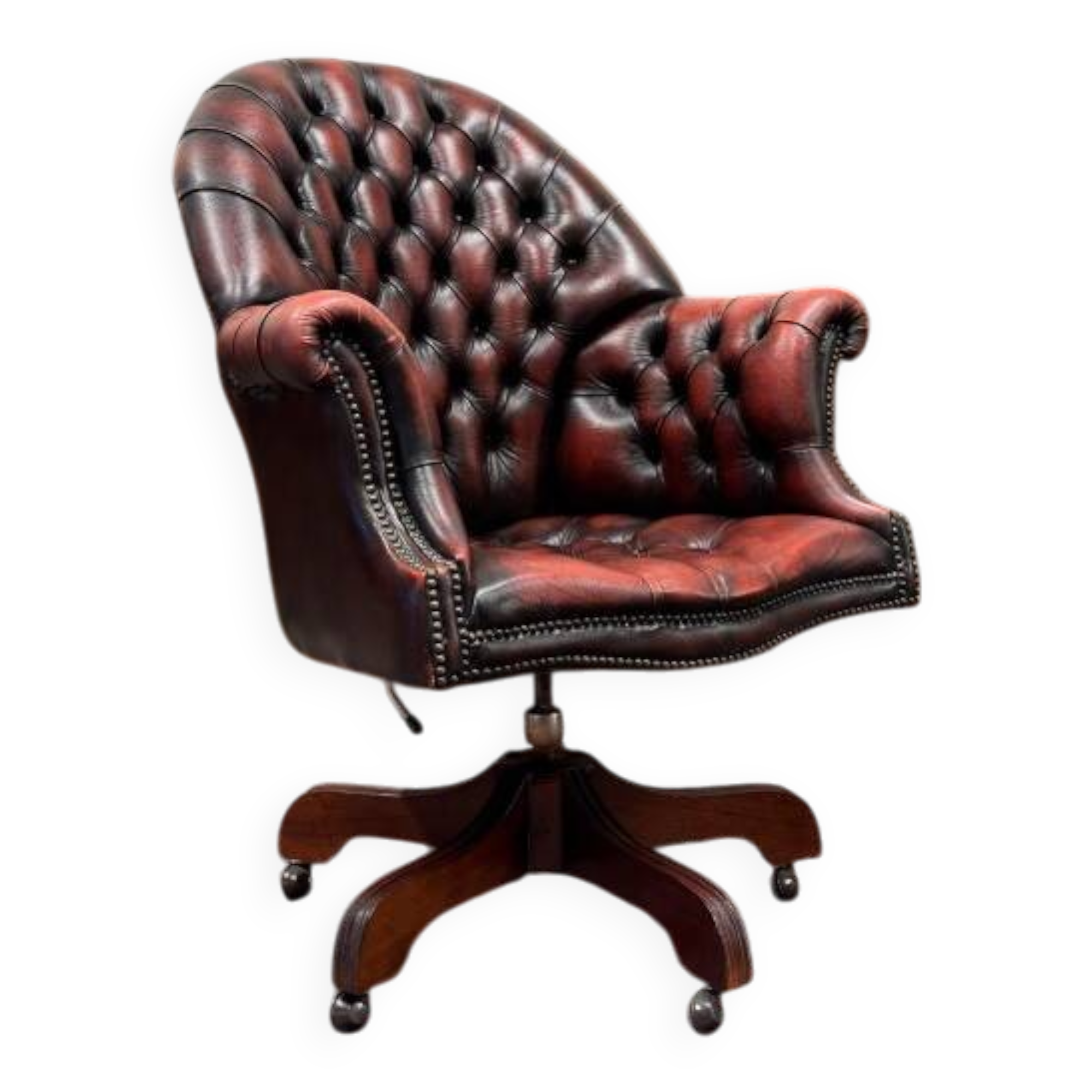 English Oxblood Chesterfield Desk Chair Director Chair