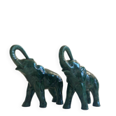 Pair of marbled faience elephants from Saint Clément