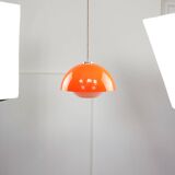 Italian Space Age Pendant in Chrome and Orange Plexiglass, 1970s