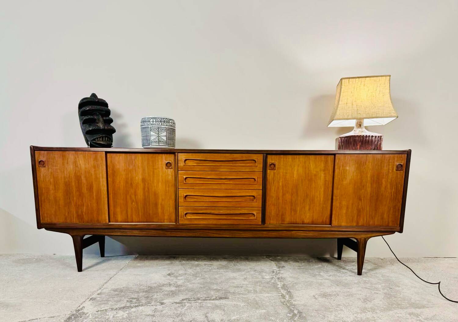 Large sideboard by Johannes Andersen in teak, 240 cm.