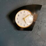 Vintage formica clock silent asymmetrical wall pendulum "Vedette noir"
