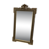 Large antique gilt mirror with scroll and shell decoration, 144 cm