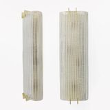 Pair of Modern Italian Brass and Murano Glass Textured Wall Sconces