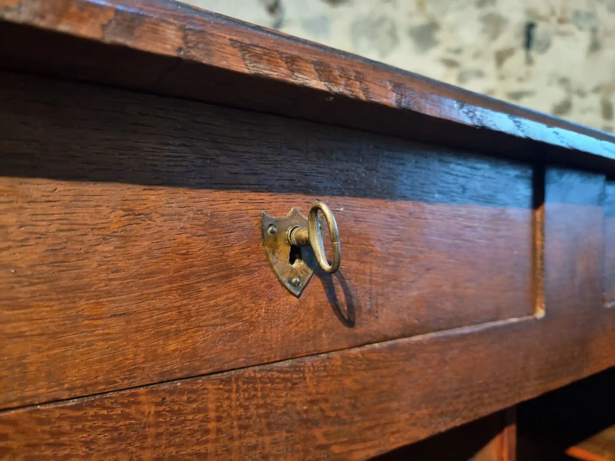 Antique French oak counter / shop counter (early 1900s)