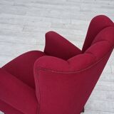 1960s, Danish armchair, furniture wool, beech wood logs.