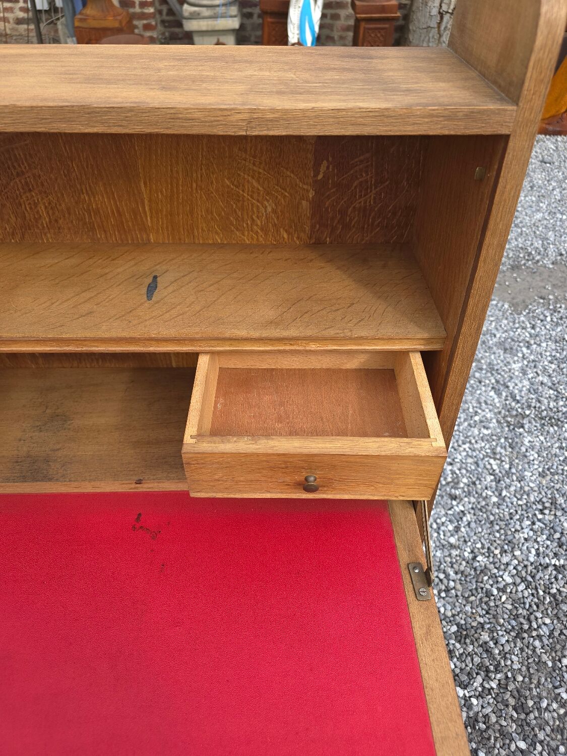 Bureau secrétaire scandinave en chêne des années 60