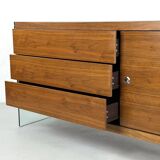 Teak sideboard with glass legs, France - 1990s