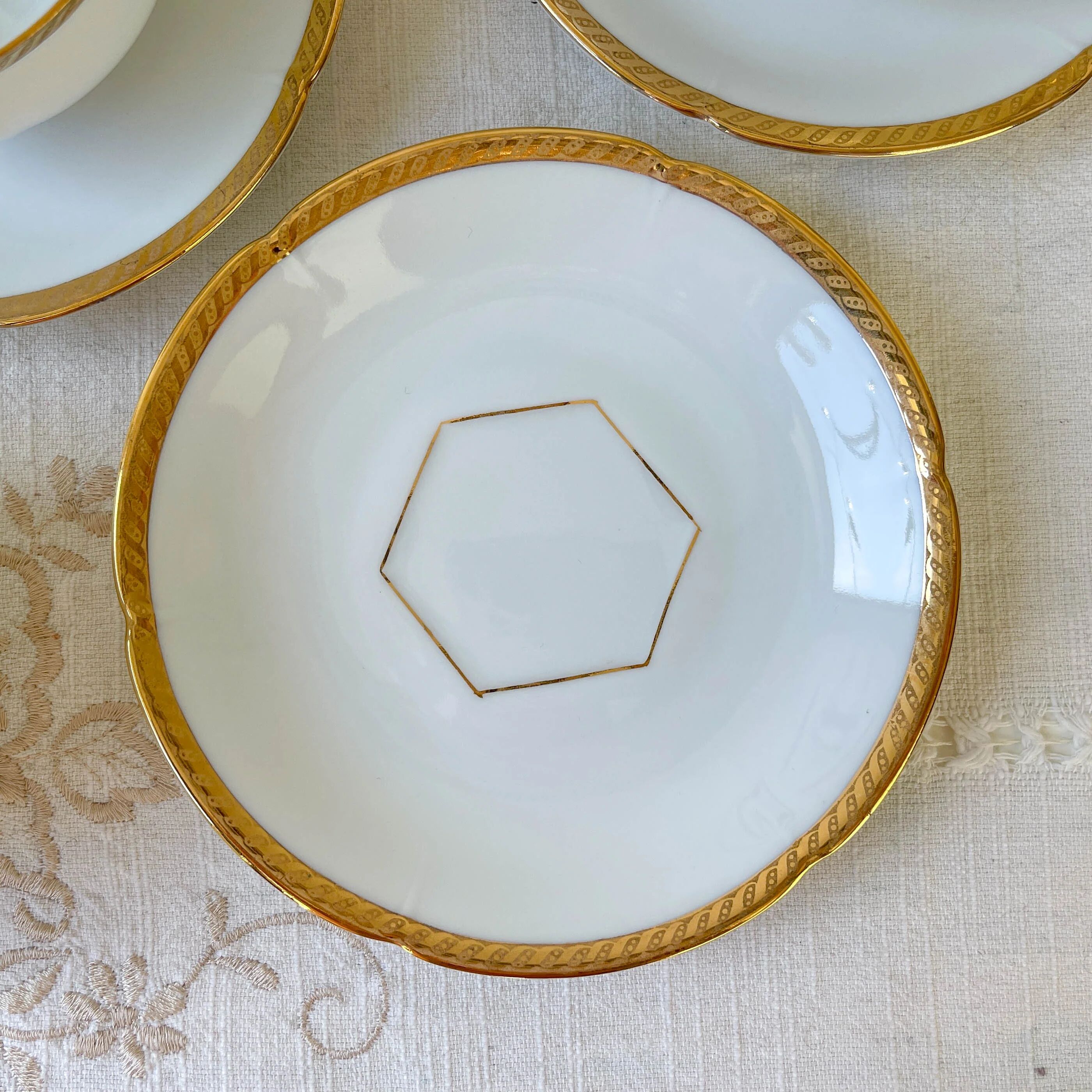 Vintage white porcelain coffee set, gilded, Epiag Czechoslovakia