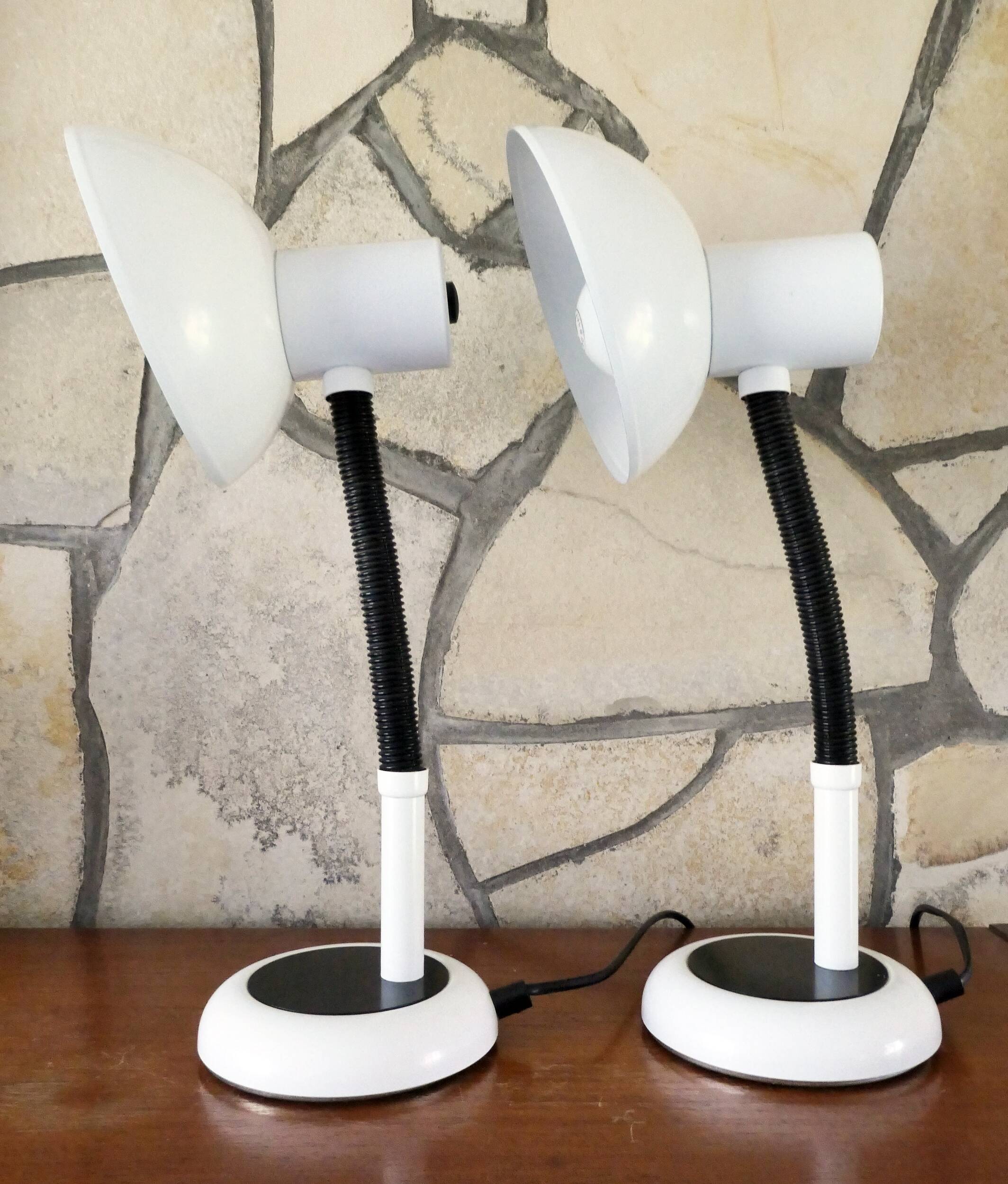 Pair of identical desk or bedside lamps 1970