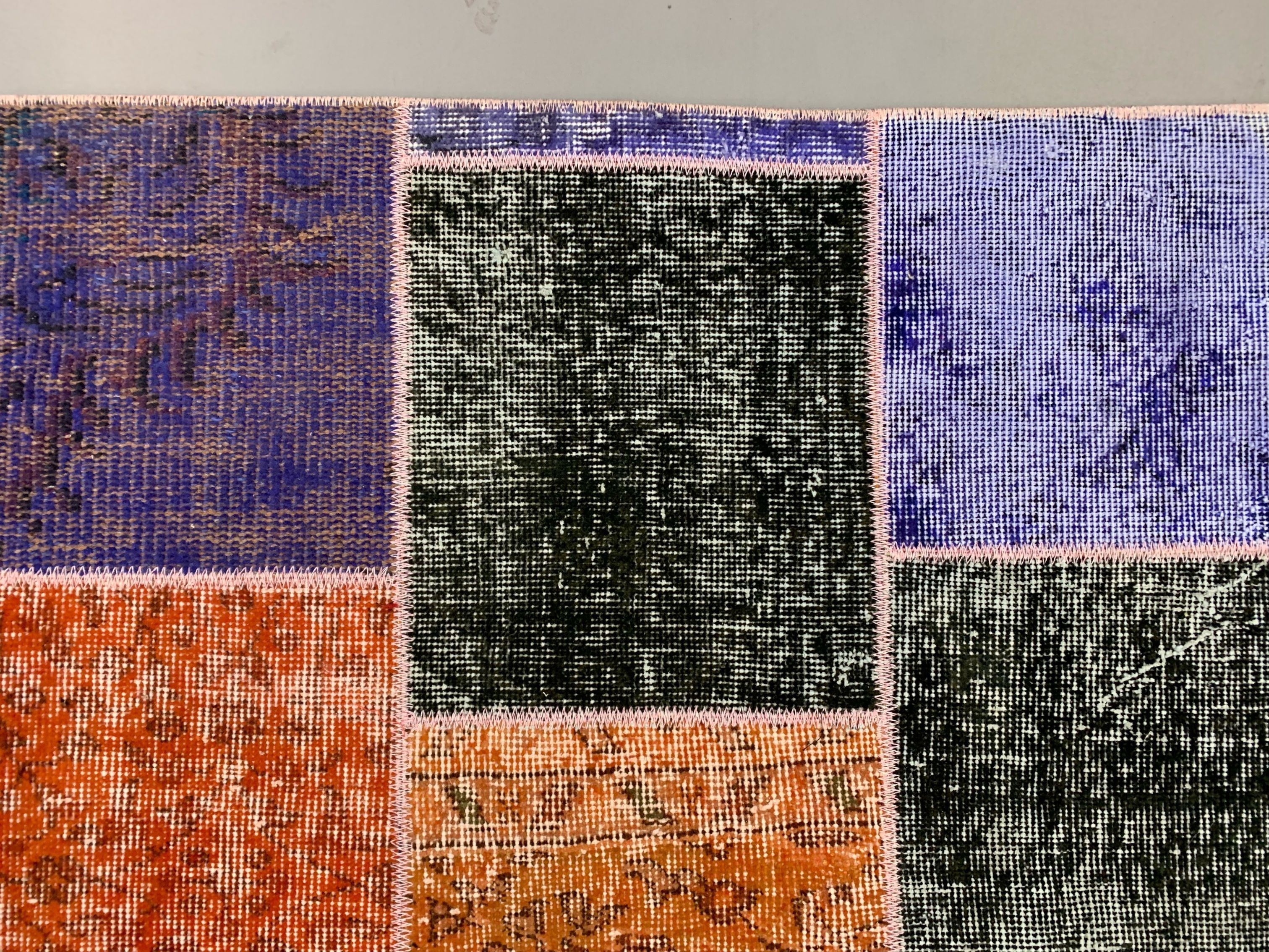 Distressed vintage turkish patchwork rug 150x100 cm wool medium