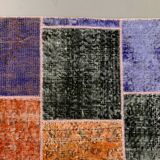 Distressed vintage turkish patchwork rug 150x100 cm wool medium
