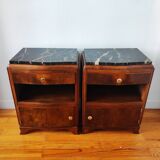 Pair of Art Deco walnut bedside tables