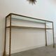 Antique console table in twisted gilded brass and glass Italian design from the 60s vintage table