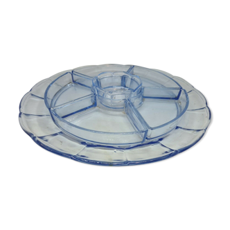 Tapas dish with glass compartments