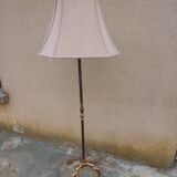 Floor lamp gilded bronze base lampshade fabrics