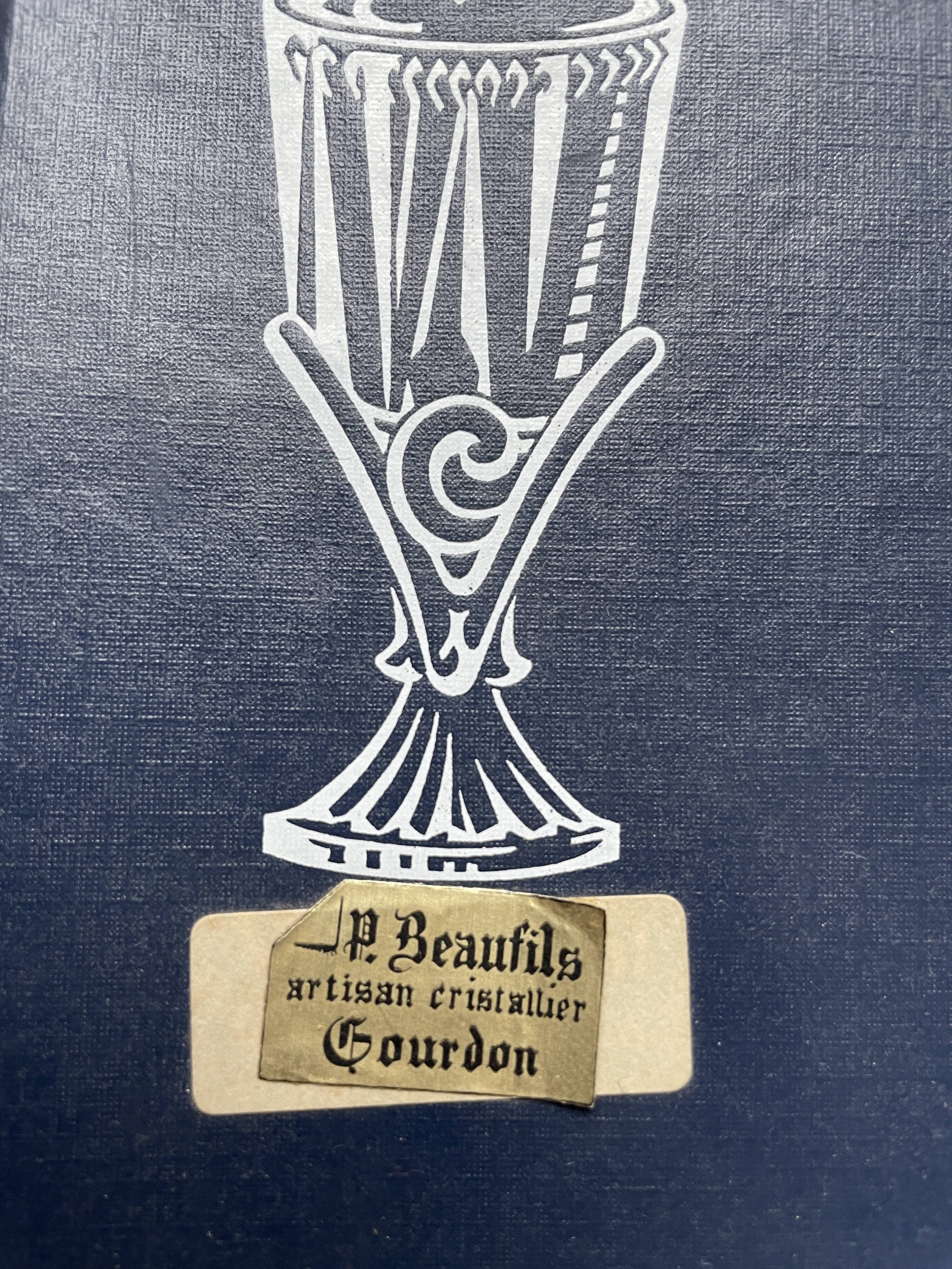 6 engraved crystal stemmed glasses