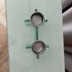 Postmodern double candlestick in glass and chrome metal