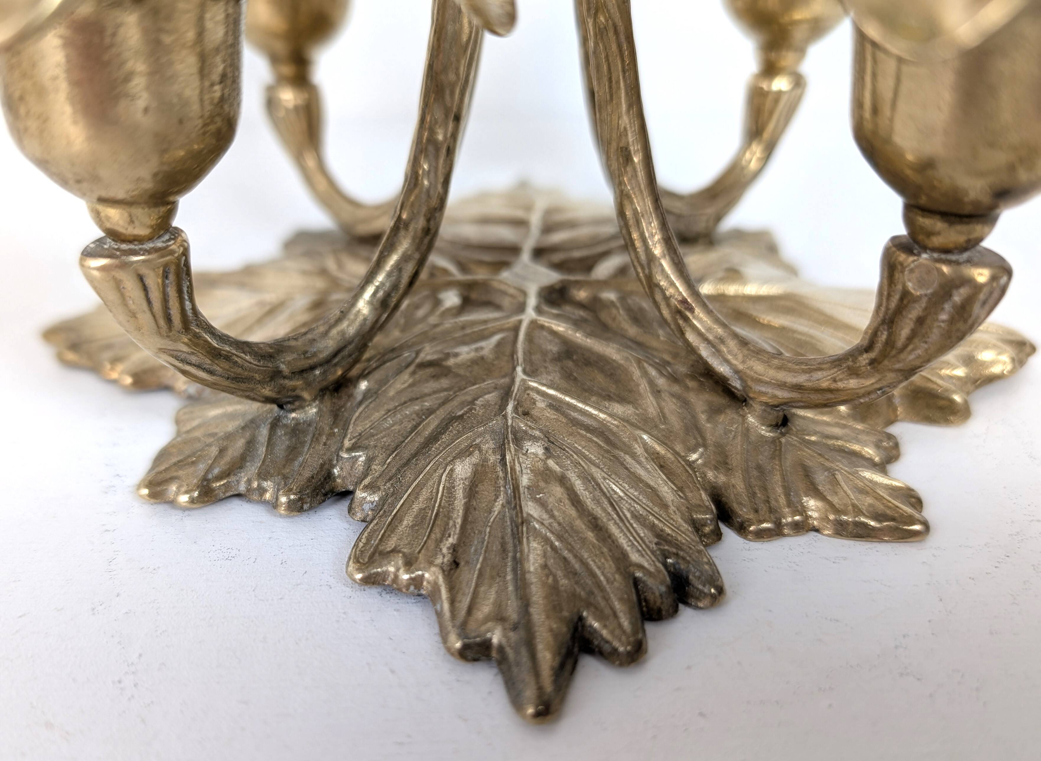 Brass flower candle holder