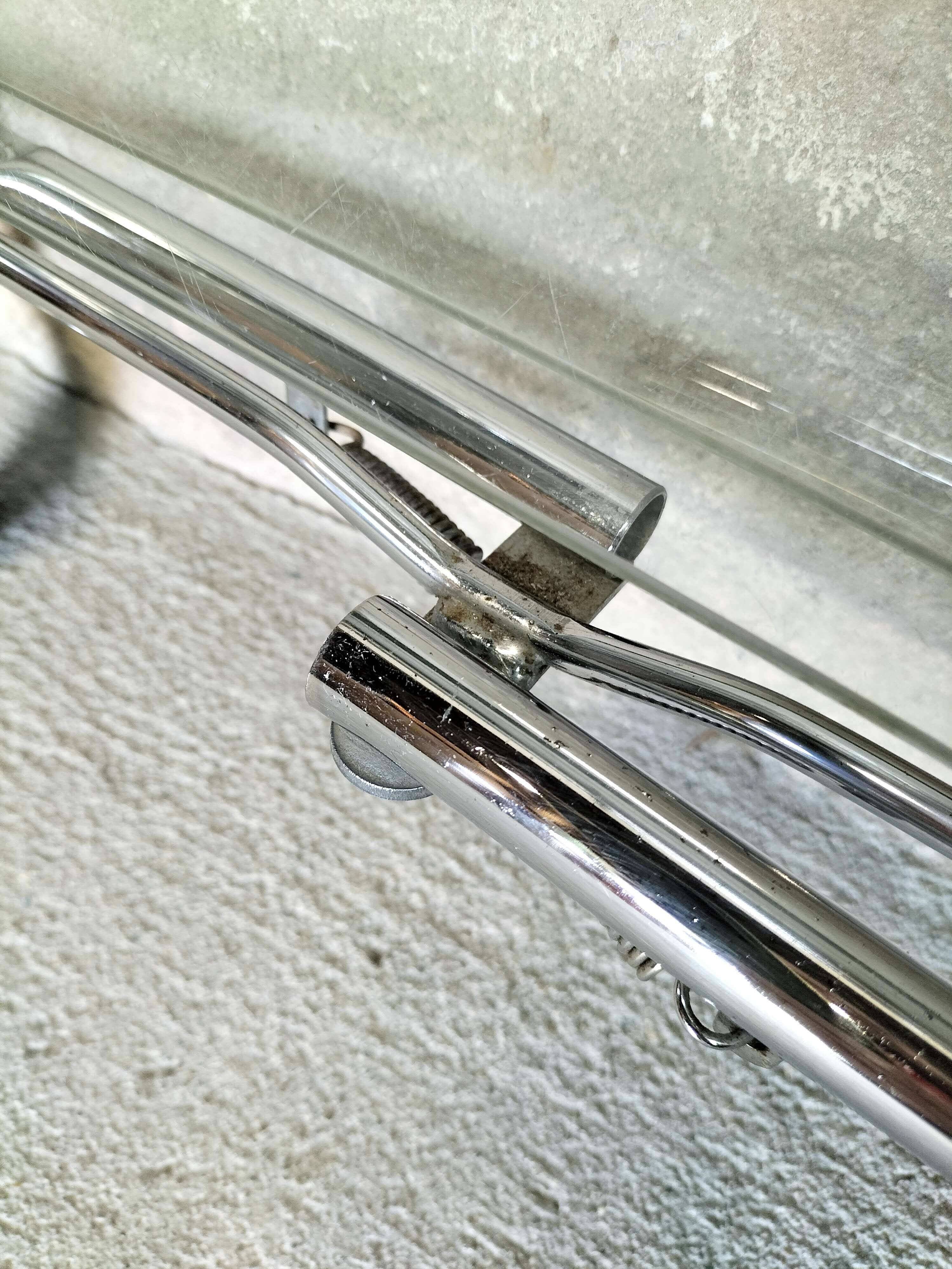 Desserte pliante chrome et verre années 70