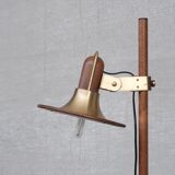 Lampadaire laiton et teck mid-century français