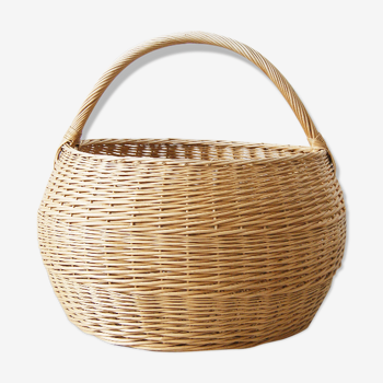 Rattan basket XXL with handle, round wicker basket, storage rattan