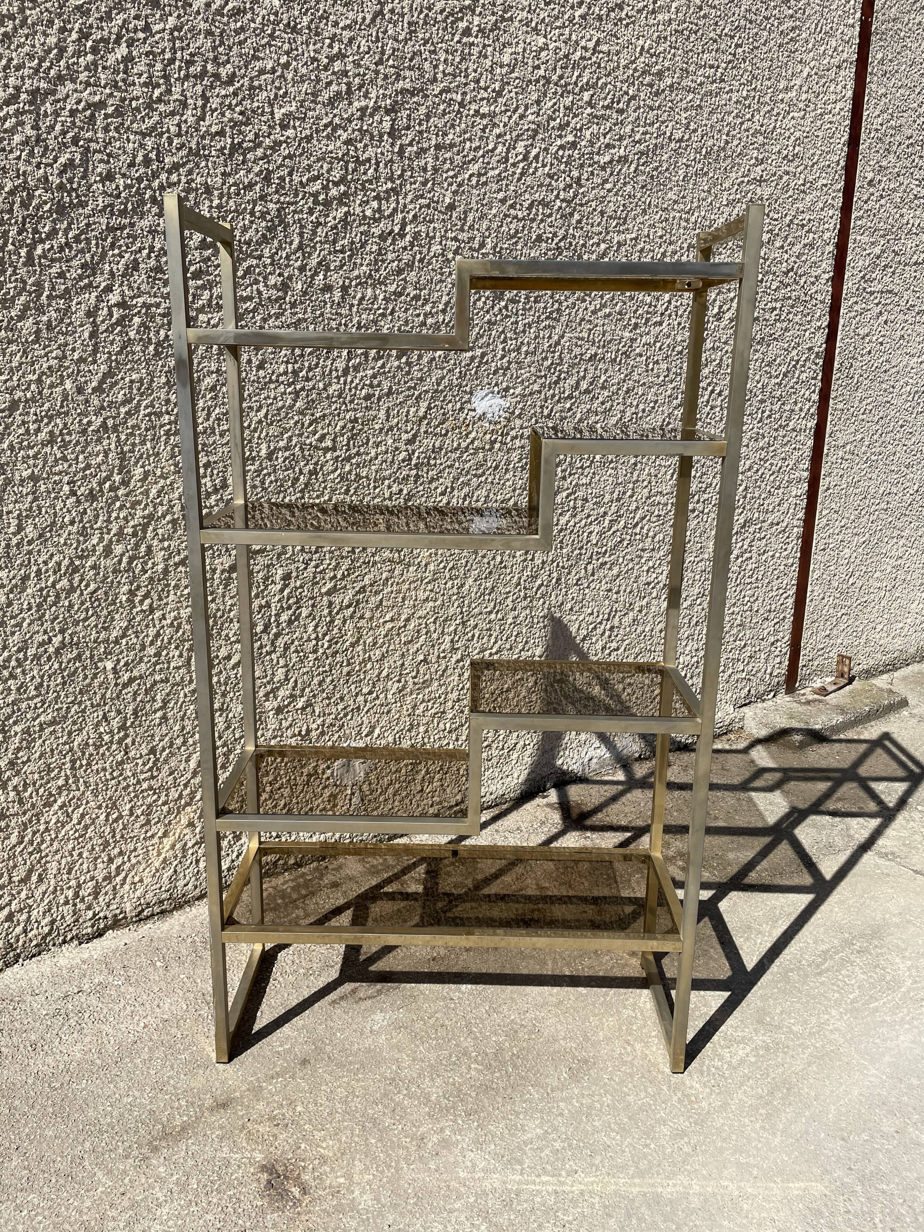 Vintage glass and brass library